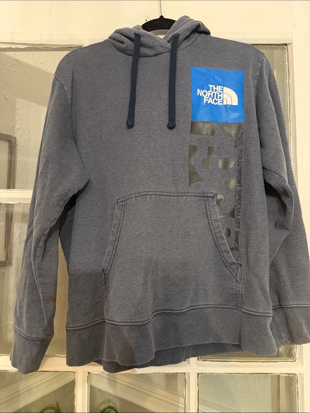 The North Face Men's Slate Blue Pullover Hoodie with Logo Patch